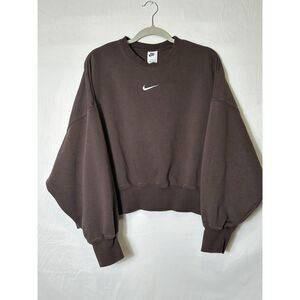 Nike Women's Oversized Crew-Neck Phoenix Fleece Sweatshirt Fauna Size Large